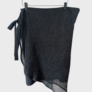 Hahn Merriman Black Asymmetric Tie-Waist Knit Skirt